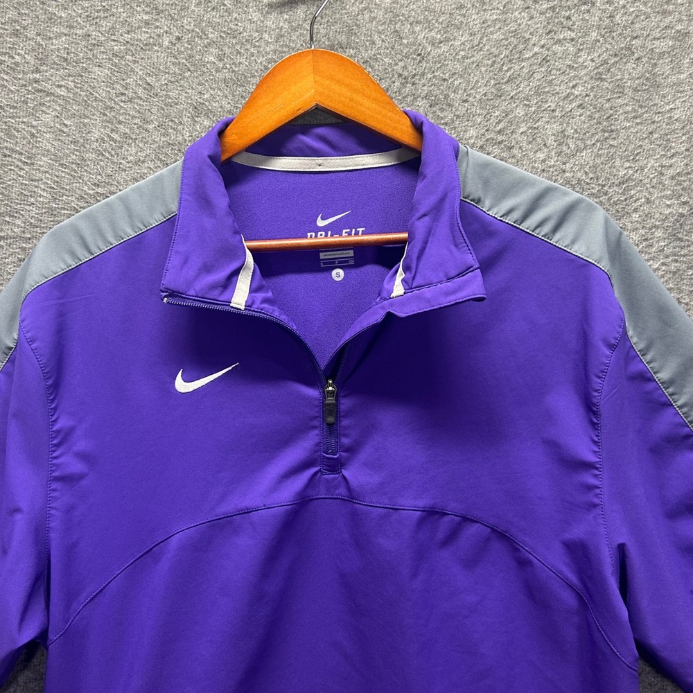Nike Mens Dri-FIT Quarter Zip Short Sleeve Pullover‎ Purple Grey Small RN56323